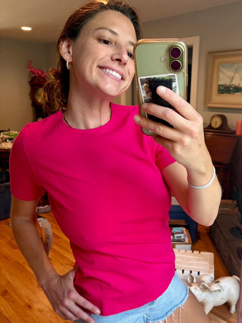 Vintage 90s NWT deadstock CHAUS Sport South Beach Tee in Flamingo Pink Size M